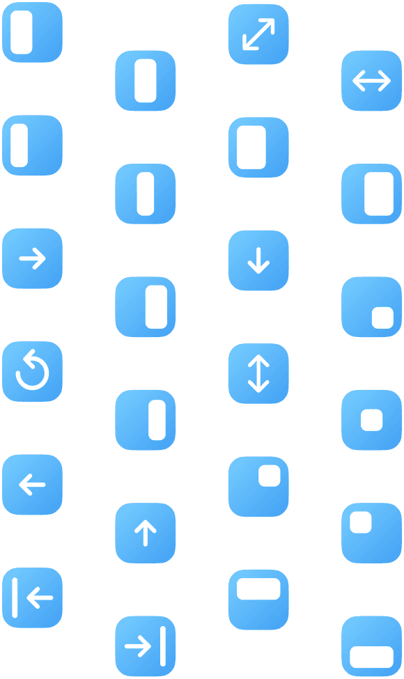 Tiled list of window management icons showing the different options Raycast allows for window management